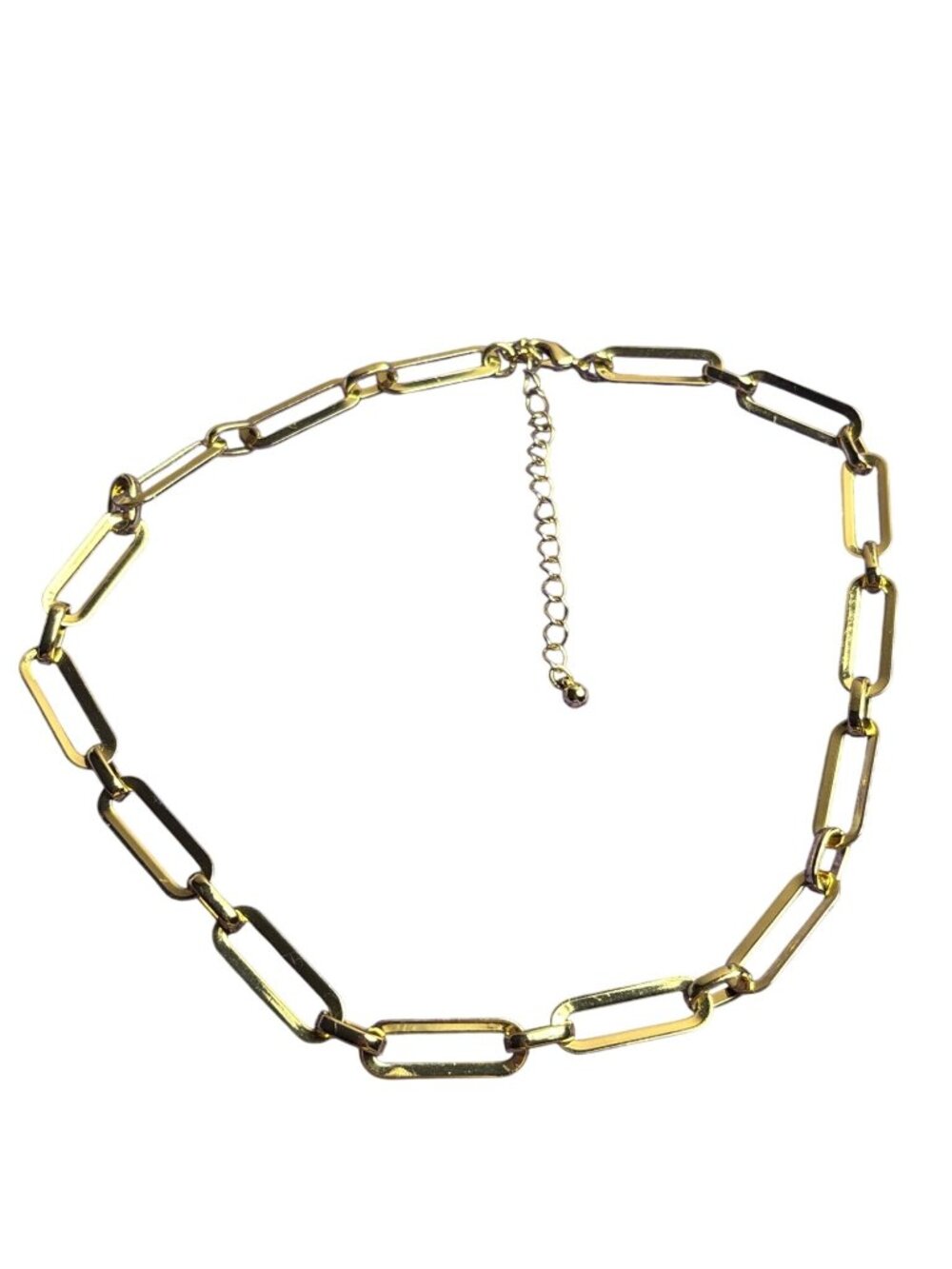 Chunky Goldtone Paperclip Chain Necklace Lobster Clasp 15 - 18 inches Long